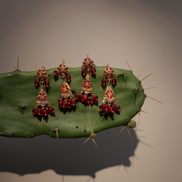 Jadau Red Stone Jhumki Earrings 1 gram Gold