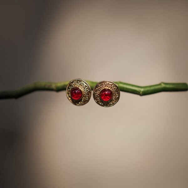 Round Jadau Tops – Rani Colour 1 gram Gold