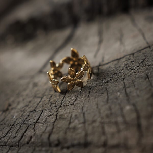 Flower Stylish Round Adjustable Gold Ring