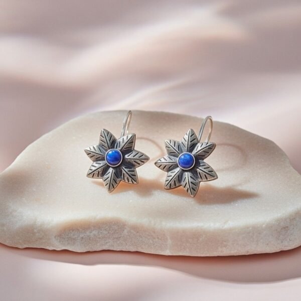 Oxidised Small Dark Blue Earrings