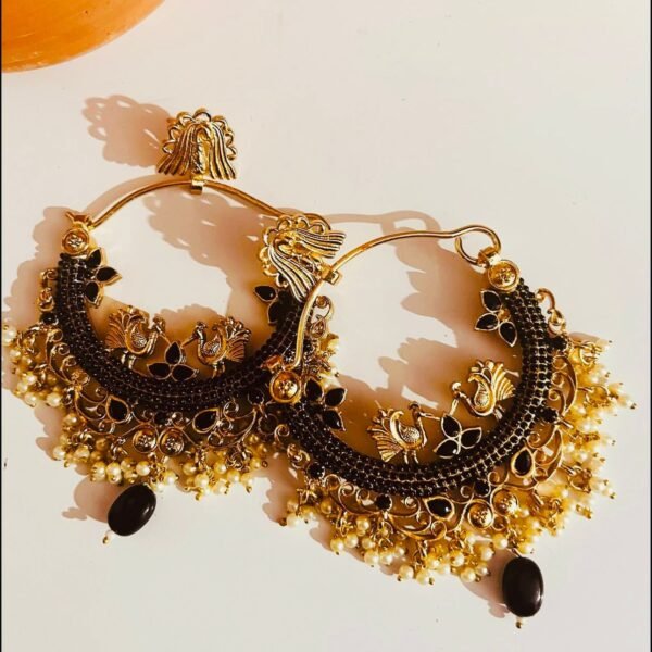 Oxidised Golden Pearl Chandbali